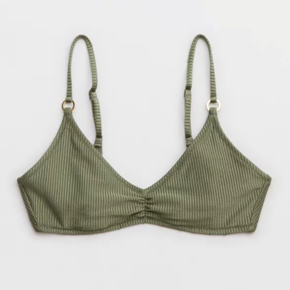 NWT Aerie Beach Babe Shine Rib Voop Bikini Top